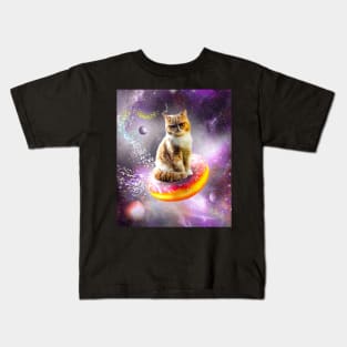 Galaxy Cat Donut - Space Cats Riding Donuts Kids T-Shirt